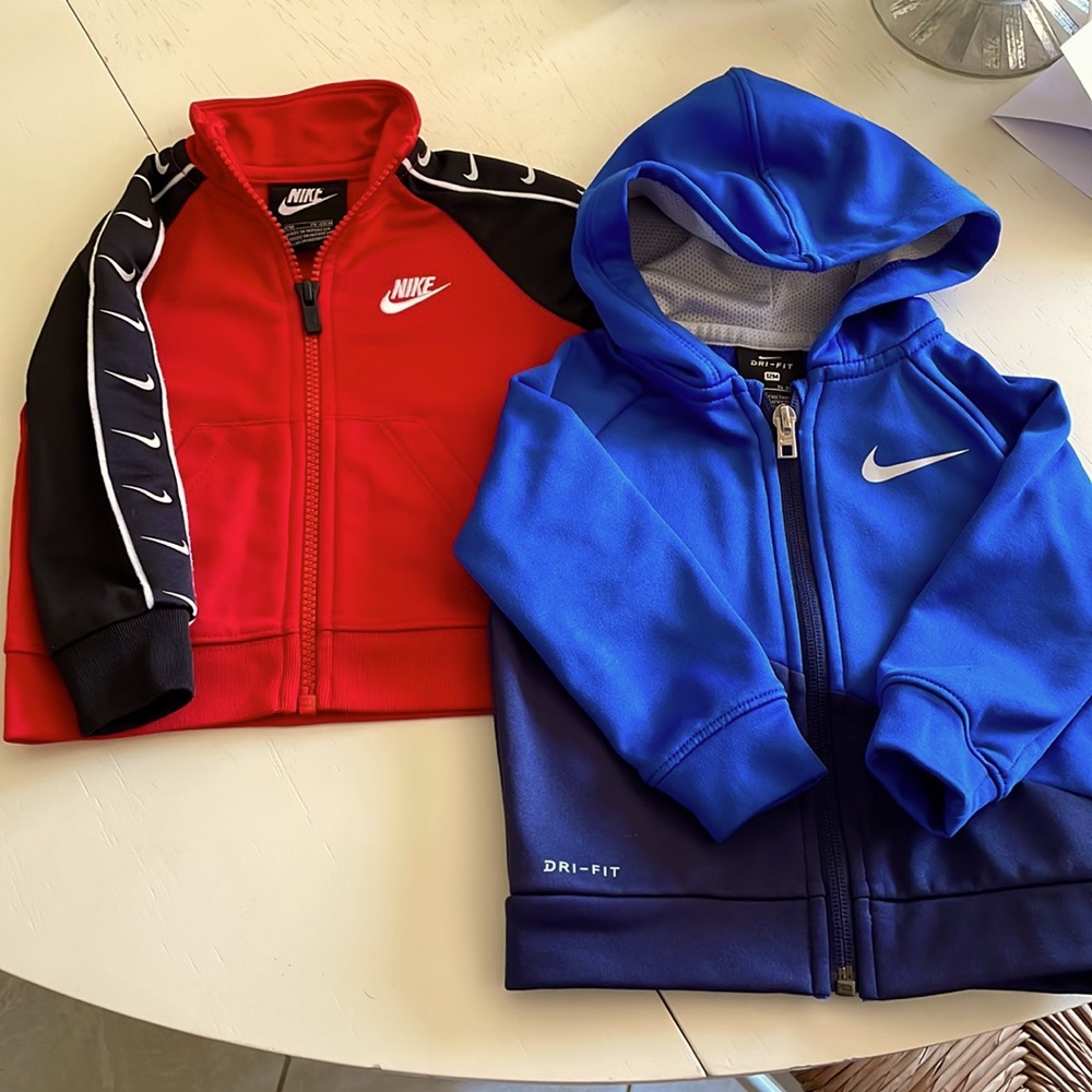 Nike size 12 months one zippered hoodie one collared neck sweatshirt